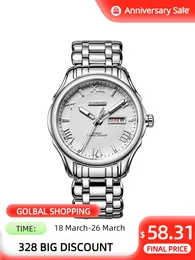 Relojes de pulsera Starking Star King Brand Watch Acero inoxidable Completamente automático Mecánico Luminoso Calendario impermeable para hombres