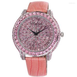 Horloges Sterrenhemel High-End Fashion Grote Wijzerplaat Roze Vol Diamanten Horloge Kristal Dames Trendriem