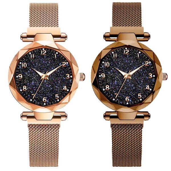 Relojes de pulsera Reloj de cielo estrellado Venta al por mayor Imán luminoso Hebilla Cuarzo Magnetita Señoras