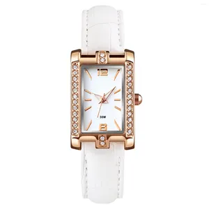 Montres-bracelets en acier bande montre à quartz avec diamants bracelet en or rose carré usage quotidien décontracté pour les femmes