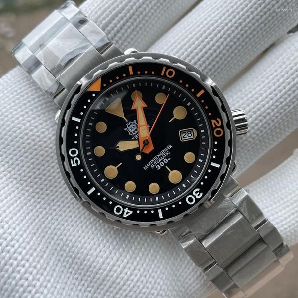 Relojes de pulsera Steeldive, puntero mecánico automático japonés, reloj de buceo luminoso de dos colores amarillo Retro de 300m