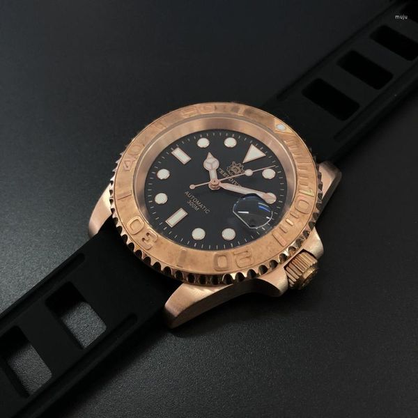 Mujeres de pulsera Hombres de acero Bugar Reloj Automático Relojes Automáticos de bronce Diver de muñequería mecánica de lujo 200m Papphire luminoso impermeable