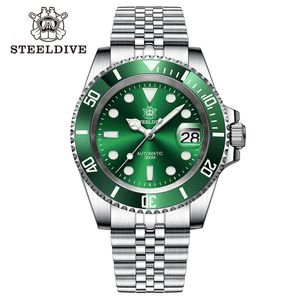 Montres-bracelets STEELDIVE SD1953 en acier inoxydable cadran bicolore NH35 montre Steeldive Top marque verre saphir hommes montres de plongée reloj hombre 231128