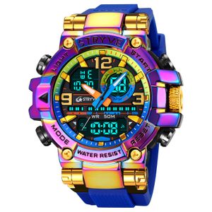 Polshorloges stryve mode heren sport kijkt schokbestendig 50m waterdichte polshorloge led alarm stopwatch klok militaire mannen 8025 221122