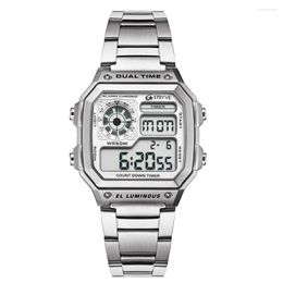 Montres-bracelets Stryve hommes montres 2023 entièrement en acier inoxydable mode compte à rebours horloge étanche Sport numérique électronique Led