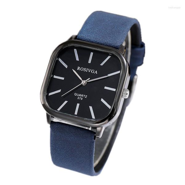 Relojes de pulsera Reloj de pulsera para estudiantes Hombres y mujeres Correa de cuero Cuarzo cuadrado simple