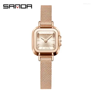 Montre-bracelets Style Madame Watch Square Mesh Belt Fashionable and Simple Sanda Top Band 1117 Roman Pattern Imperproping Quartz Women's