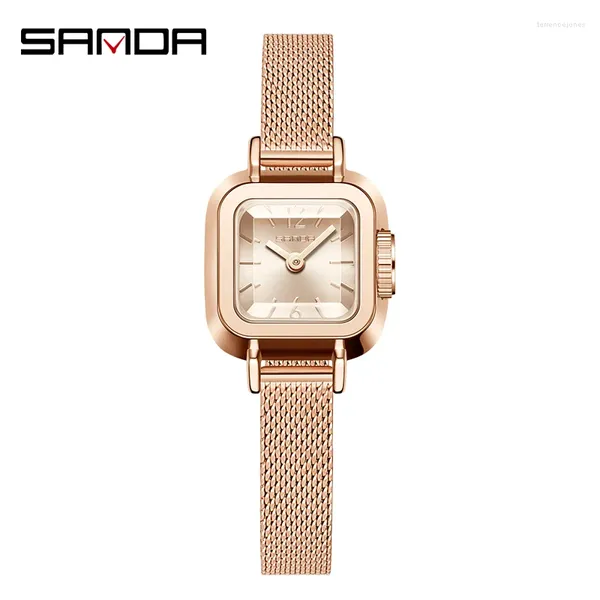 Montre-bracelets Style Madame Watch Square Mesh Belt Fashionable and Simple Sanda Top Band 1117 Roman Pattern Imperproping Quartz Women's