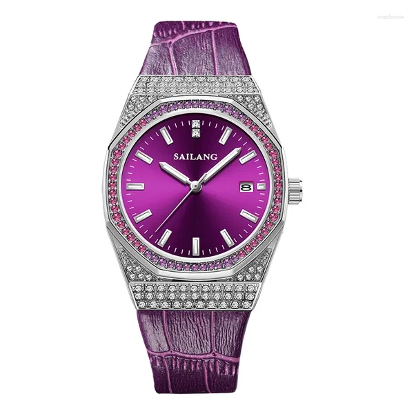 Montre-bracelets Style Violet High-Dee Hadies Wistr Watch Luxury Diamond Imperproofproof Luminous Women's