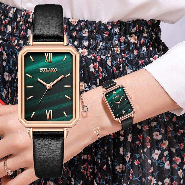 Relojes de pulsera Estilo Reloj Mujer Relojes Top Moda Rectangular Pequeño Verde Señoras Reloj de pulsera de cuarzo Reloj Mujer Relojes de pulsera Relojes de pulsera Wris