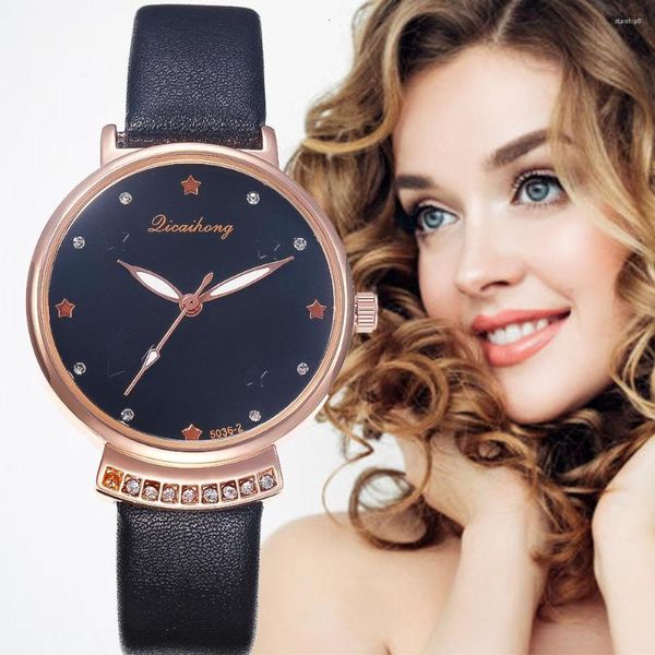 Relojes de pulsera Estilo Relojes Mujer Marca superior Moda Señoras Cuero Analógico Cuarzo Reloj de pulsera Reloj