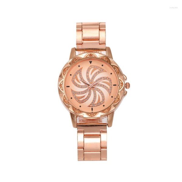 Relojes de pulsera Reloj de cuarzo con banda de acero con estilo y casual de alta calidad para mujer Reloj decorado con diamantes para estudiantes Retro