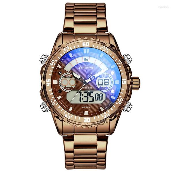 Relojes de pulsera STYRVE Marca S8020 Reloj deportivo 50M Impermeable Acero inoxidable Lujo Japón 2035 Movimiento Cuarzo Relojes digitales Montre Homme