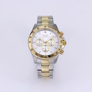 Montres-bracelets subtilement raffinées, clairement précises, cette montre pour homme de 4 m avec cadran blanc, bracelet en acier et bordure dorée 231115