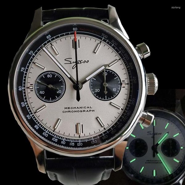 Montres-bracelets SUGESS hommes montre mécanique mouette ST1901 mouvement saphir Panda lumineux et étanche chronographe-bracelet pour