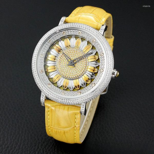 Montres-bracelets Sunflower Internet Celebrity Good Luck Comes Starry Sky Full Diamond Belt Grand cadran Montre de mode pour hommes et femmes