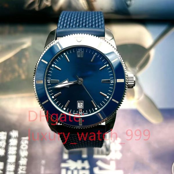 Montre-bracelets Super Ocean Deep Gun Blue Men Automatic Mouvement mécanique Regarder Classic Rubber Band Date Afficher le bracelet de mode AB2020161C1S1