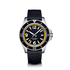 Horloges SuperOcean Ceramic Bezel Automatisch Mechanisch Horloge Zwart Geel Nummer Wijzerplaat Rubber Roestvrij staal Sapphire