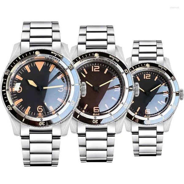 Relojes de pulsera Nadar 200 m Impermeable 40 mm Vintage Dial negro Números romanos Automático NH35A PT5000 Reloj mecánico para hombres Lume Dome Zafiro