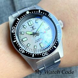 Armbanduhren Swim 62mas Steel Dive Automatik Herrenuhr Weißes Muschelzifferblatt AR Sapphire C3 Lume NH35 Bewegung Sport Luxus Armbanduhr Reloj