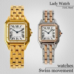 Polshorloges Zwitserse beweging Horloges Designer Women kijken hoogwaardige vrouwen Watch Diamond Bezel 22 of 27 mm Fashion Silver Watchstrap roestvrijstalen tophorloges