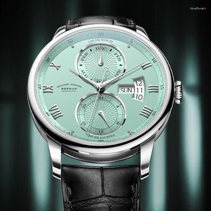 Horloges Zwitserland BORMAN Automatische mechanische herenhorloges Saffier 50M Waterdichte multifunctionele Reloj Klokken BM3876-2