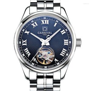Horloges Zwitserland Carnaval Automatische Mechanische Heren Horloges Saffier Skeleton Vliegwiel Waterdicht Mannelijke Klokken C8660-2