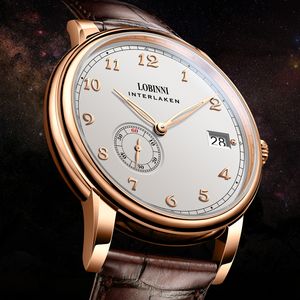 Horloges Zwitserland Luxe merk LOBINNI Horloges Heren Hangzhou 5000A Micro-Rotor Automatische mechanische saffier 50M Waterdichte klok L1888 230828