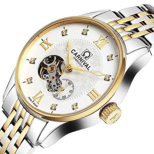 Relojes de pulsera Swizeland Carnival Relojes mecánicos automáticos para hombres Zafiro Esqueleto dual Reloj subdial impermeable C8671-3