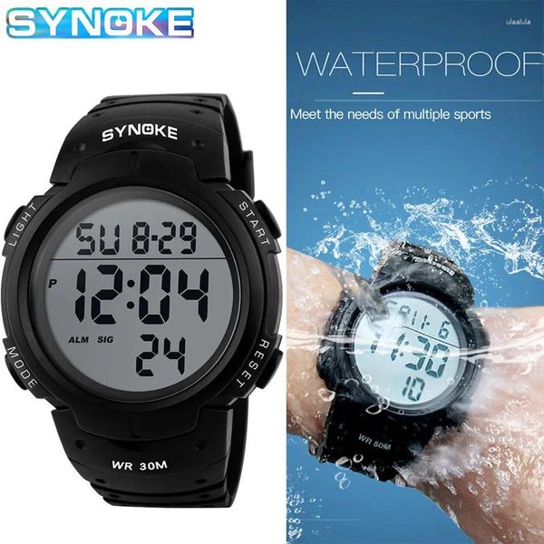 Wallwatches Synoke 9668 Men Sports Watches Sports Countdown Reloj para hombres impermeables LED digital Relogio Relogio Masculino