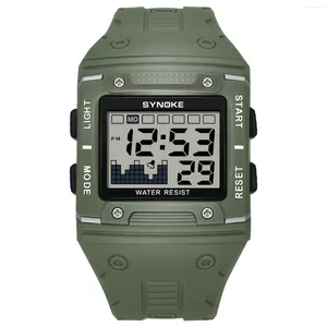 Montre-bracelets Synoke Digital Watch 50m étanche avec des alarmes de chronomètre montres pour les hommes