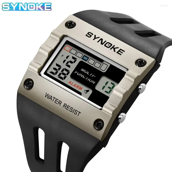 Montre-bracelets Synoke Digital Watch Men Sports Electronic Electronic Night Night Glow Grand écran carré Élève Tendance de couleur extérieure