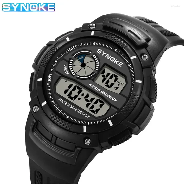 Montre-bracelets Synoke Digital Watch Imperproof avec des alarmes de chronomètre montres de bracelet pour hommes Sports militaires en plein air masculin