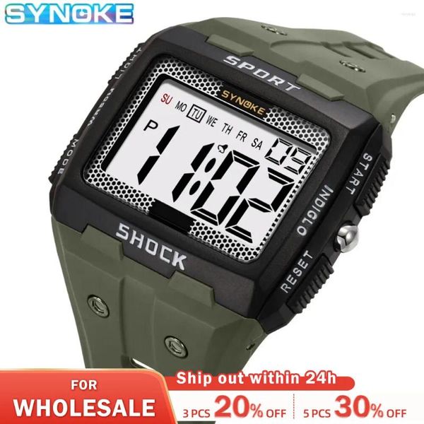 Wallwatches Syinoke para hombres Sports Electronic Electronic Night Night Night Screen Gran Square Student Student Running Camping