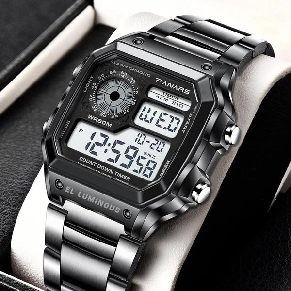 Montres-bracelets SYNOKE Hommes Militaire Sport Montre-Bracelet En Acier Inoxydable 5BAR Montres Étanches Hommes Numérique Écran Carré Relogio Masculino