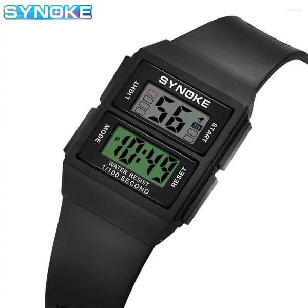 Montre-bracelets SYNOKE Men Rectangular Sports Electronic Watch Imperprooflproof 50m Night Light Light Design Alarm ALARM TREND Retro Style