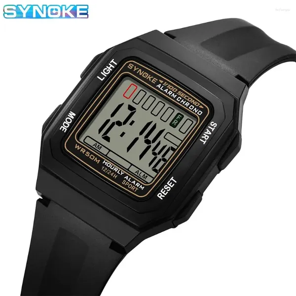 Muñecos de pulsera Synoke Men Rectangular Sports Electronic Watch Electronic Night Light Night Light Bread Clock Clock Trend Retro Style Classics