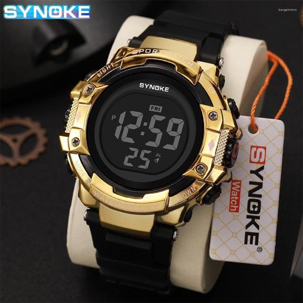 Montres-bracelets SYNOKE hommes montre mode sport montre-bracelet électronique grand cadran multifonctionnel étanche réveil pour homme