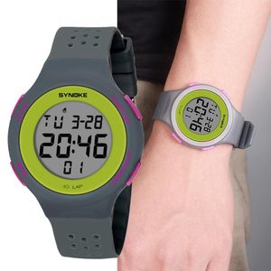 Polshorloges Synoke Men Watches Fashion Digital Led Electronic Outdoors Sport Waterdichte alarm PU polsWatch Militaire chronograaf Klok