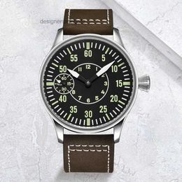 Montre-bracelets Système Corgeut 44 mm Aviator Hand Mechanical Retro Watch Men Luminal Brand Seagull ST3600 STRAPE DE TRAVAIL