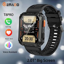 Montres-bracelets T8 PRO Outdoor Militaire Smart Watch Hommes Bluetooth Call Sport Smartwatch 2,01 pouces Grand écran Voice Assistant Fitness Montres 24329