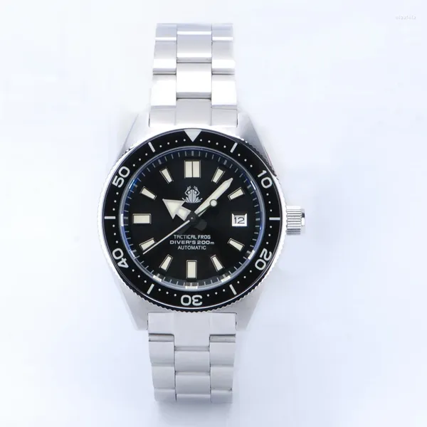 Relojes de pulsera Táctico Rana Diver Relojes para hombres 44 mm Dial negro Acero inoxidable 200M NH35 Reloj mecánico automático para hombres