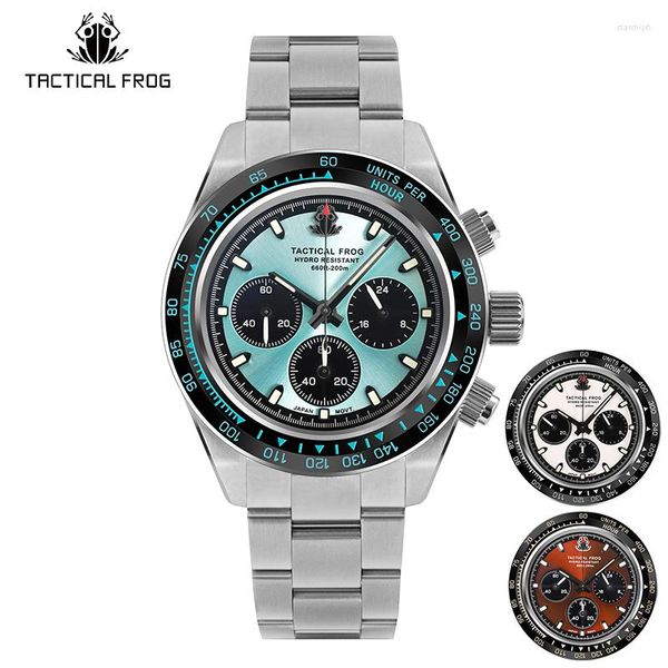 Relojes de pulsera Tactical Frog VS75 Solar Chronograph Men Watch V2 41mm Movimiento de cuarzo Zafiro C3 Luminoso 20Bar Pulsera de lujo resistente al agua