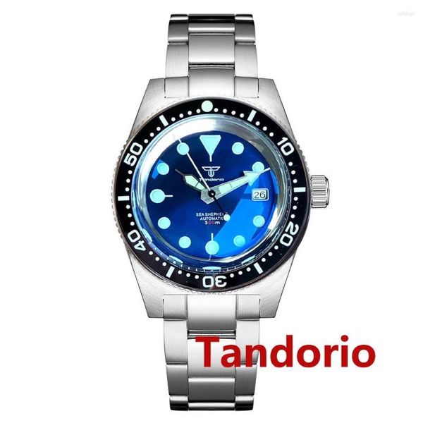 Montre-bracelets Tandorio 41mm AR en verre saphir en verre mère de perle cadran automatique NH35A Mouve