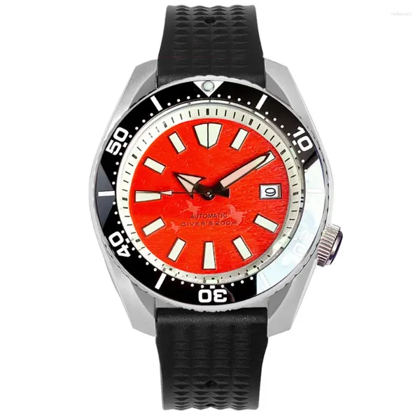 Relojes de pulsera Tandorio 43 mm 200 m impermeable Flut Bisel Japón NH35A Reloj automático para hombres Azul / Blanco / Verde / Naranja Dial Luminoso Cristal de zafiro