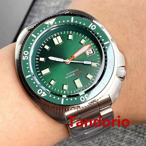 Montres-bracelets Tandorio 44mm Verre Saphir 20ATM Cadran Blanc/Bleu/Vert/Surf NH35 PT5000 Diver Automatique Montre Homme Date Acier Lumineux