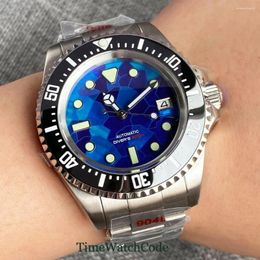 Montre-bracelets Tandorio Automatic Men's Watch NH35A Mouvement Hélium Date Auto Date Mother of Pearl Blue Dial 43mm 316L Bracelet Glide-Lock