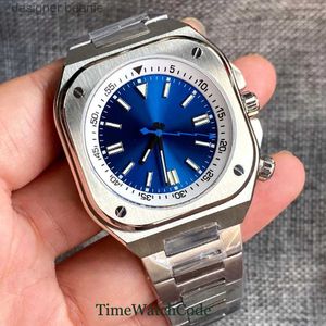Horloges Tandorio automatische heren 42 mm NH35 sport vierkante schaal bolvormig glas blauwe wijzerplaat roterende Chter ringschroef onderste kroonC24325