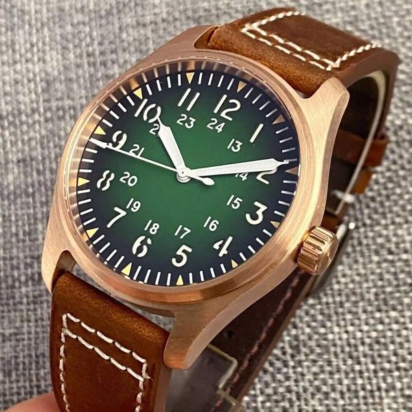 Montre-bracelets Tandorio CUSN8 Real Bronze Diving Automatic Watch for Men 39mm NH35A NH36 Mouvement 20bar Crystal Sapphire imperméable