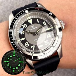 Montre-bracelets Tandorio Diving Automatic Watch for Men NH35 PT5000 Mouvement 20bar Immasé Black Gris Double Bow Dousse Sapstal Crystal 40 mm